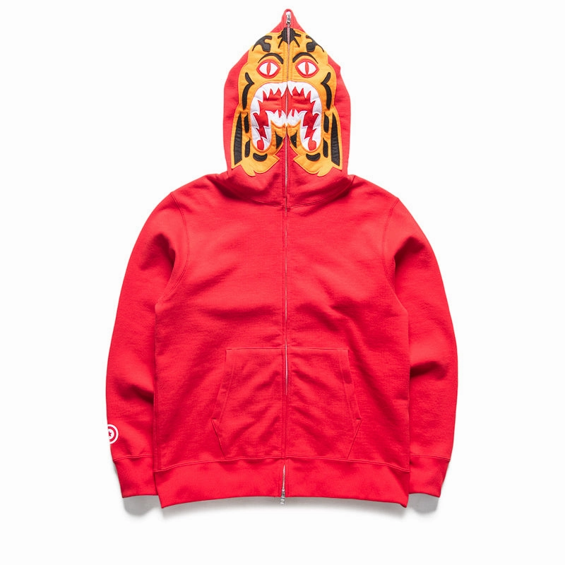 Night Out A Bathing Ape Tiger Full Zip Hoodie - Red
