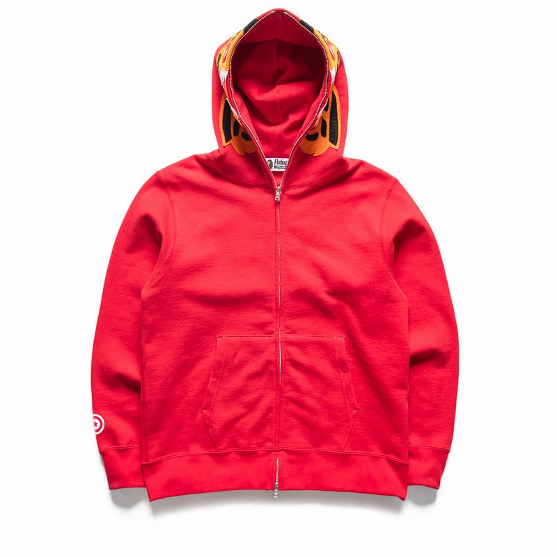 Fairy Core Feather Glow A Bathing Ape Tiger Full Zip Hoodie - Red
