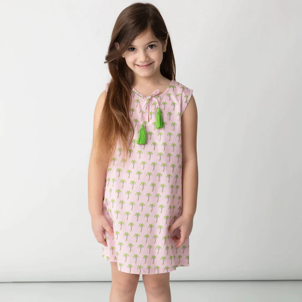 Shift Dress Pink Palms Night Charm