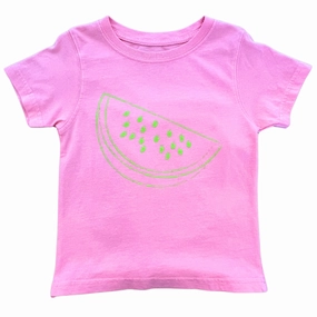 Short-Sleeve Peony Pink Watermelon T-Shirt Seamless transition Red Flash