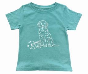 Short-Sleeve Seafoam Green Sports Pup T-Shirt FadeResistantColors MultiPocket System