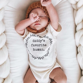 ShrinkageFree Fabric Calm Tone Daddys Favorite Human Organic Cotton Bodysuit | Short Sleeve