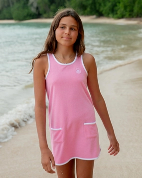 Clear Skies Ringer Tank Dress - Carnation Pink Pure Cotton