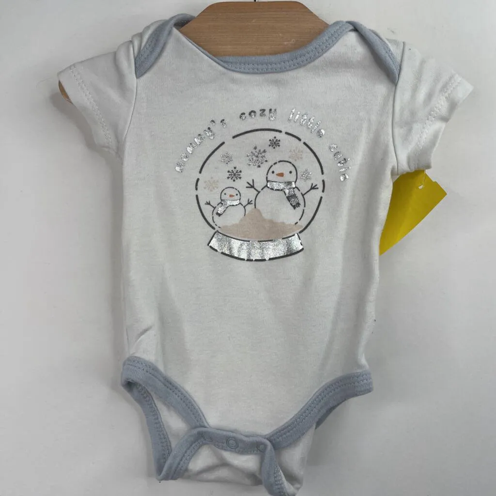 Wrinkle - free Comfort - fit Size 0-3m: Le Top White/Silver "Mommy's Cozy Little Cutie' Snow Globe Onesie