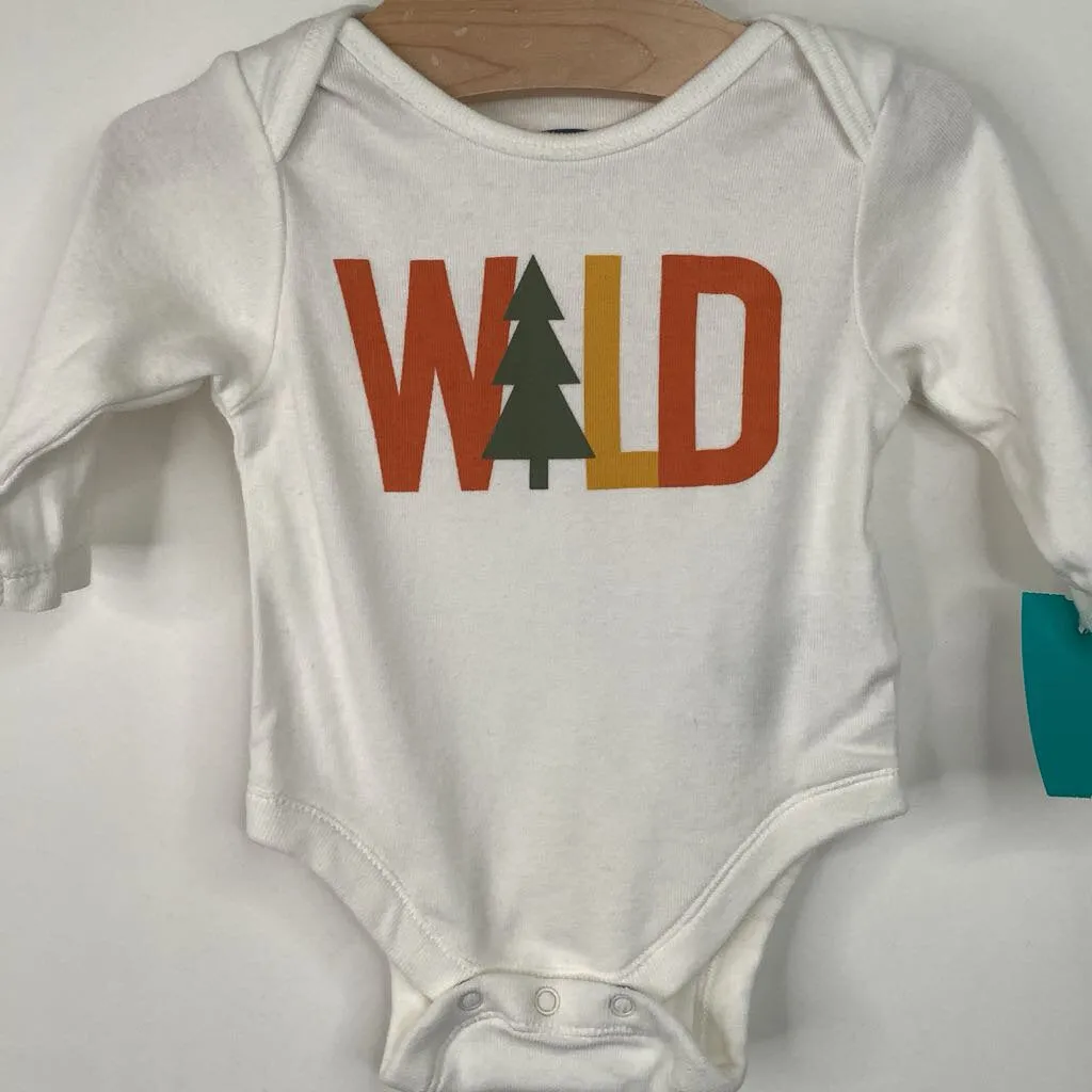 machine - washable Cowboy wear for kids Size 0-3m: Old Navy White "Wild" Long Sleeve Onesie
