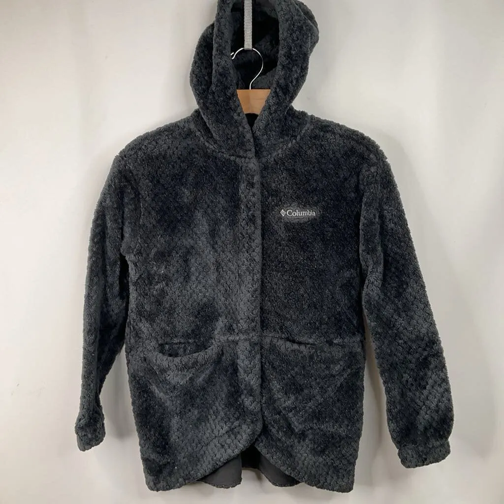 Chic Urban Elegant Styling Size 10-12: Columbia Grey Fuzzy Zip-Up Coat