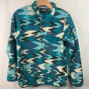 Stylish Outer Layer Clean Silhouette Size 12-14: Patagonia Blue/Teal Fleece Coat