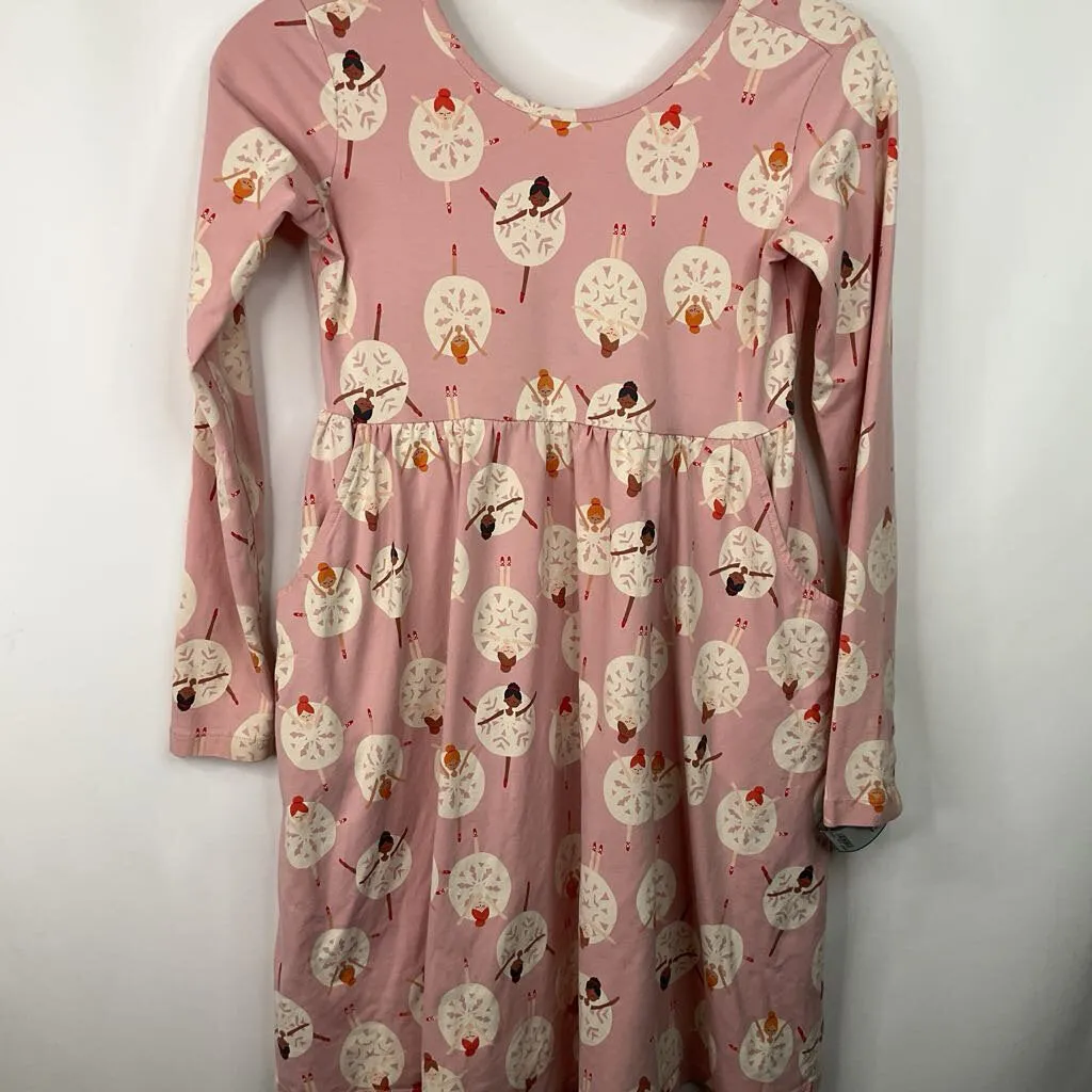 Size 12 (150): Hanna Andersson Pink/Snowflake Ballerina Long Sleeve Dress Seasonal Style