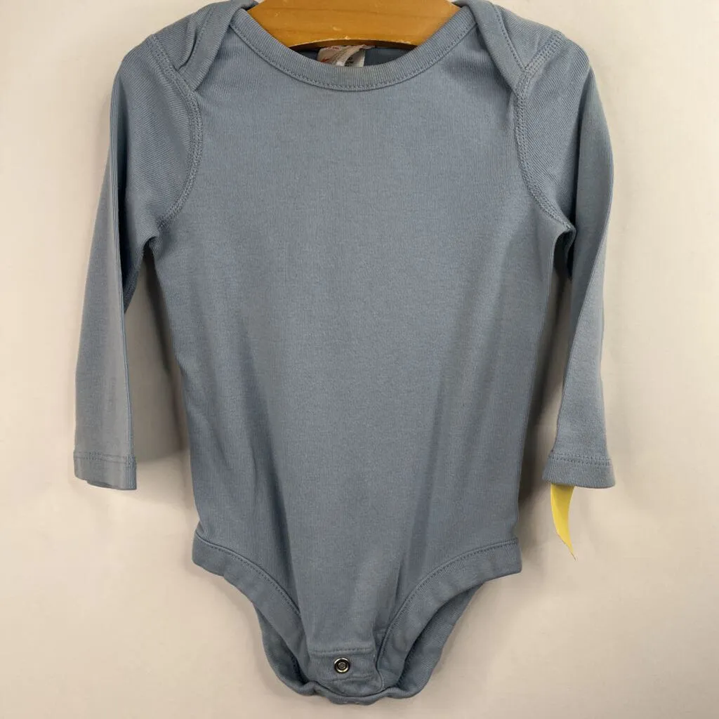 Size 12-18m (75): Hanna Andersson Blue Long Sleeve Onesie Drip - dry