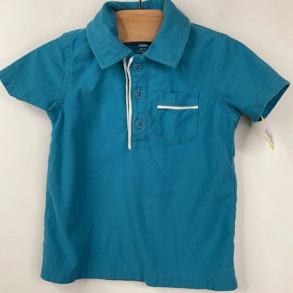 Size 12-18m: Tea Blue Collared T-Shirt Colorful kids' clothes Airport outfits for kids