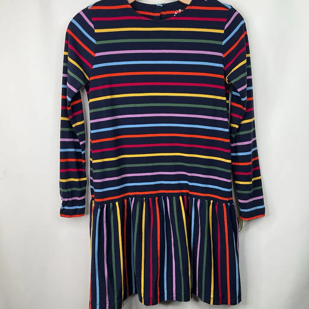 Size 12: Primary Blue/Colorful Striped Long Sleeve Dress Hypoallergenic kids' clothes