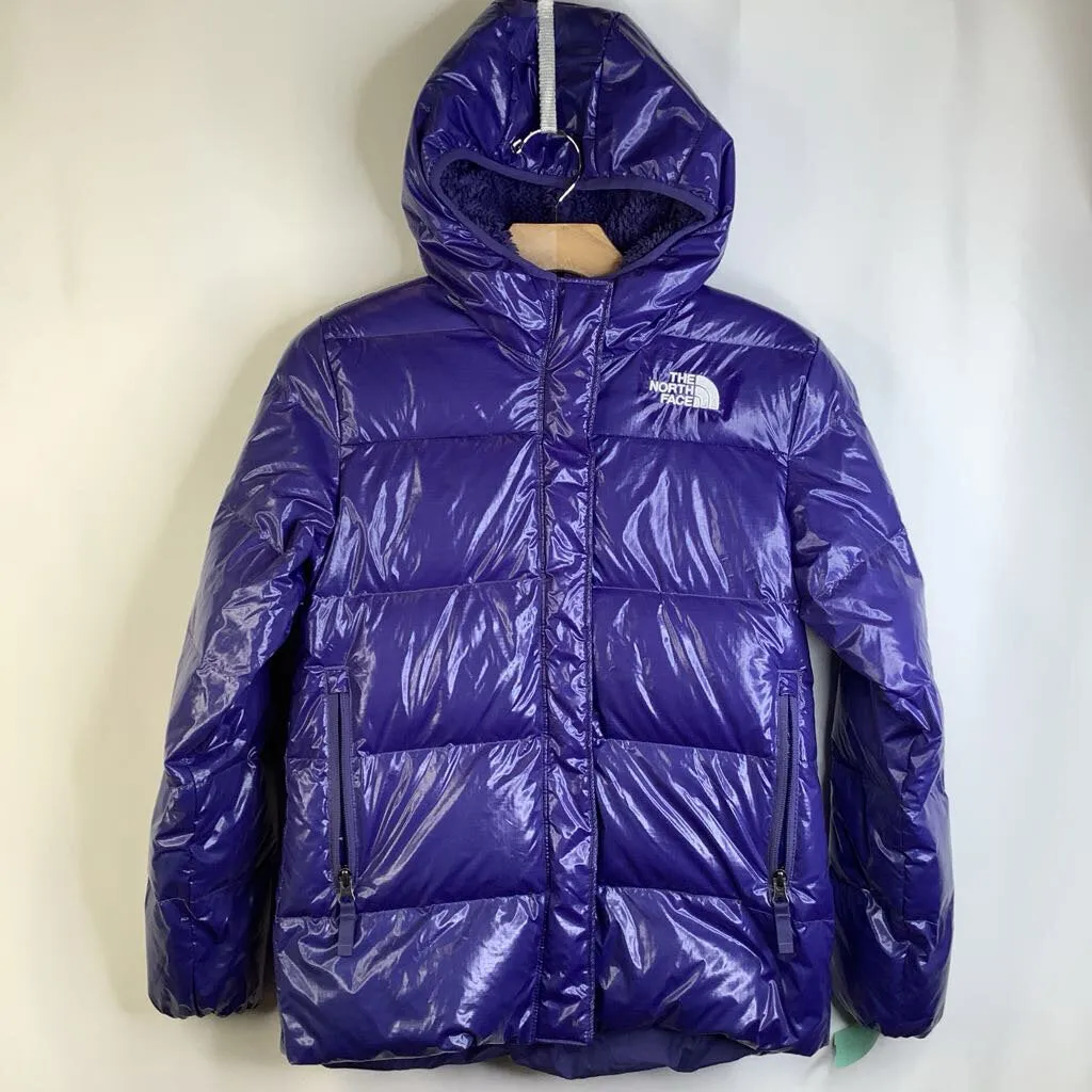 Size 12: The North Face Blue25% Down Puffy Zip-Up Winter Coat Snap Closure System Flexible Insulation