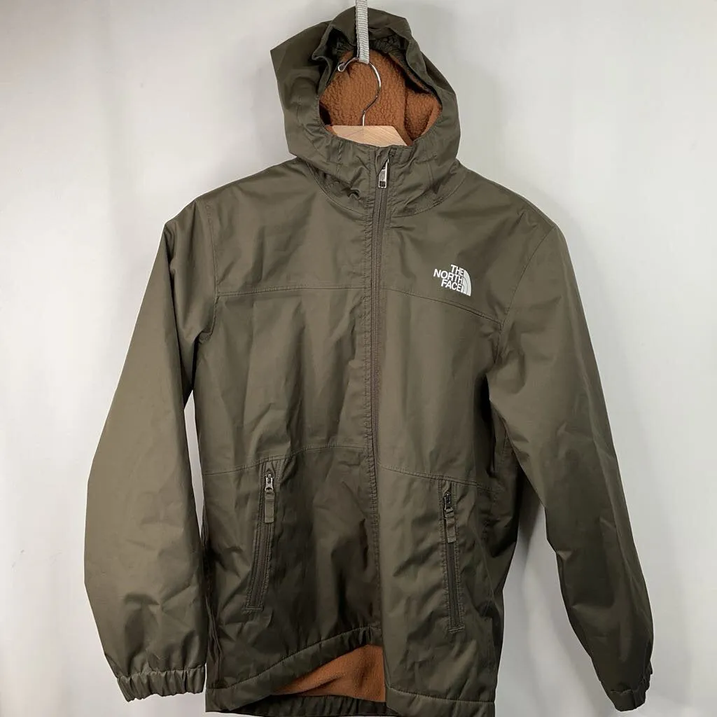 Size 12: The North Face Green Fleece Lined Rain Coat Season Ready Gear Non Rust Zippers