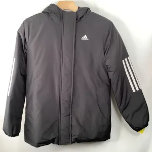 Durable Water Repellent Finish Roll Up Hood Size 14: Adidas Black Puffy Zip-Up Winter Coat