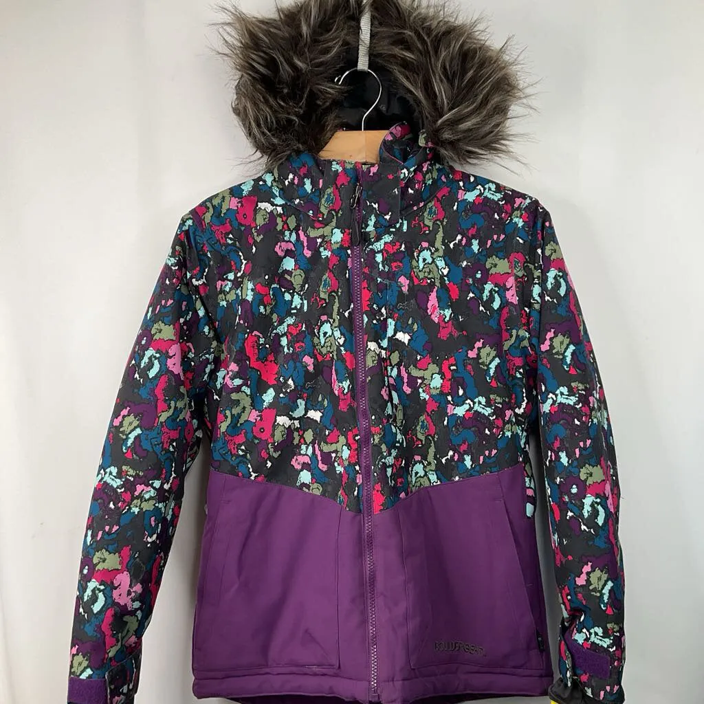 Functional Pockets Style Size 14: Boulder Gear Black/Colorful Splotched Winter Coat