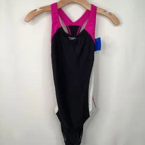 Size 16: Speedo Black Pink 1pc Swim Suit Abrasion Resistant Zipper