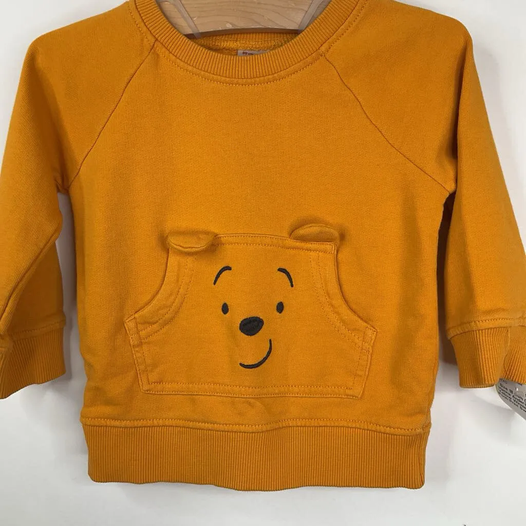 Size 18-24m (80): Hanna Andersson Yellow Winnie The Pooh Print Sweater Softened Edges