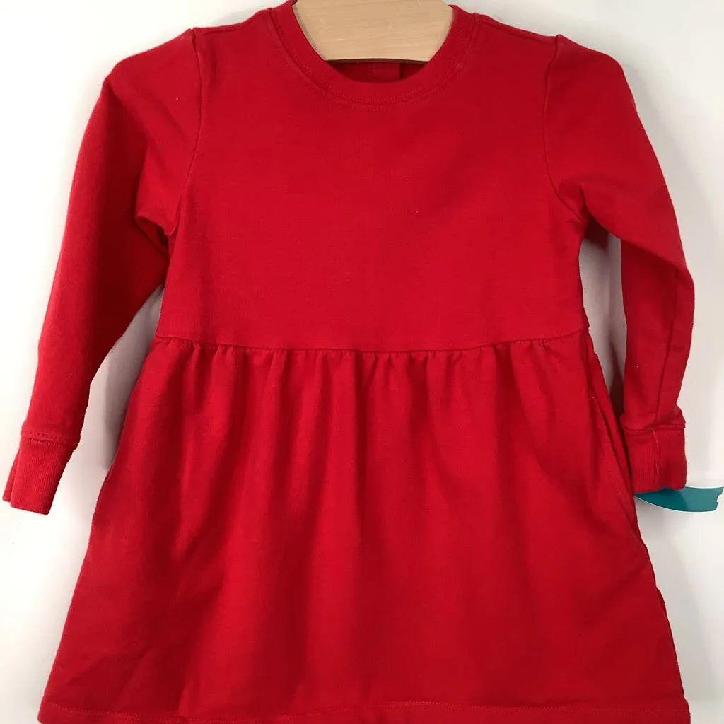 Washable kids' apparel Size 18-24m: Primary Red Cozy Long Sleeve Dress