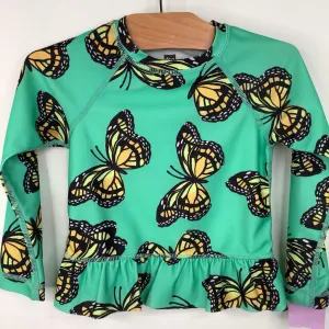 Reinforced Side Panels Size 18-24m: Tea Green Butterfly Print Long Sleeve Swim Shirt