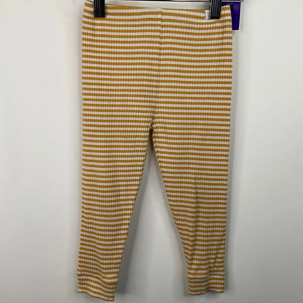 Size 2-3: Mori Yellow/White Striped Leggings Compression Support Travel Enthusiast
