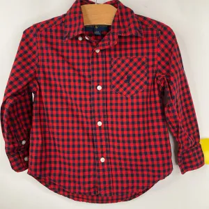Size 2: Ralph Lauren Red/Blue Checkered Collared Button-Up Long Sleeve Shirt Kid's trendy wear