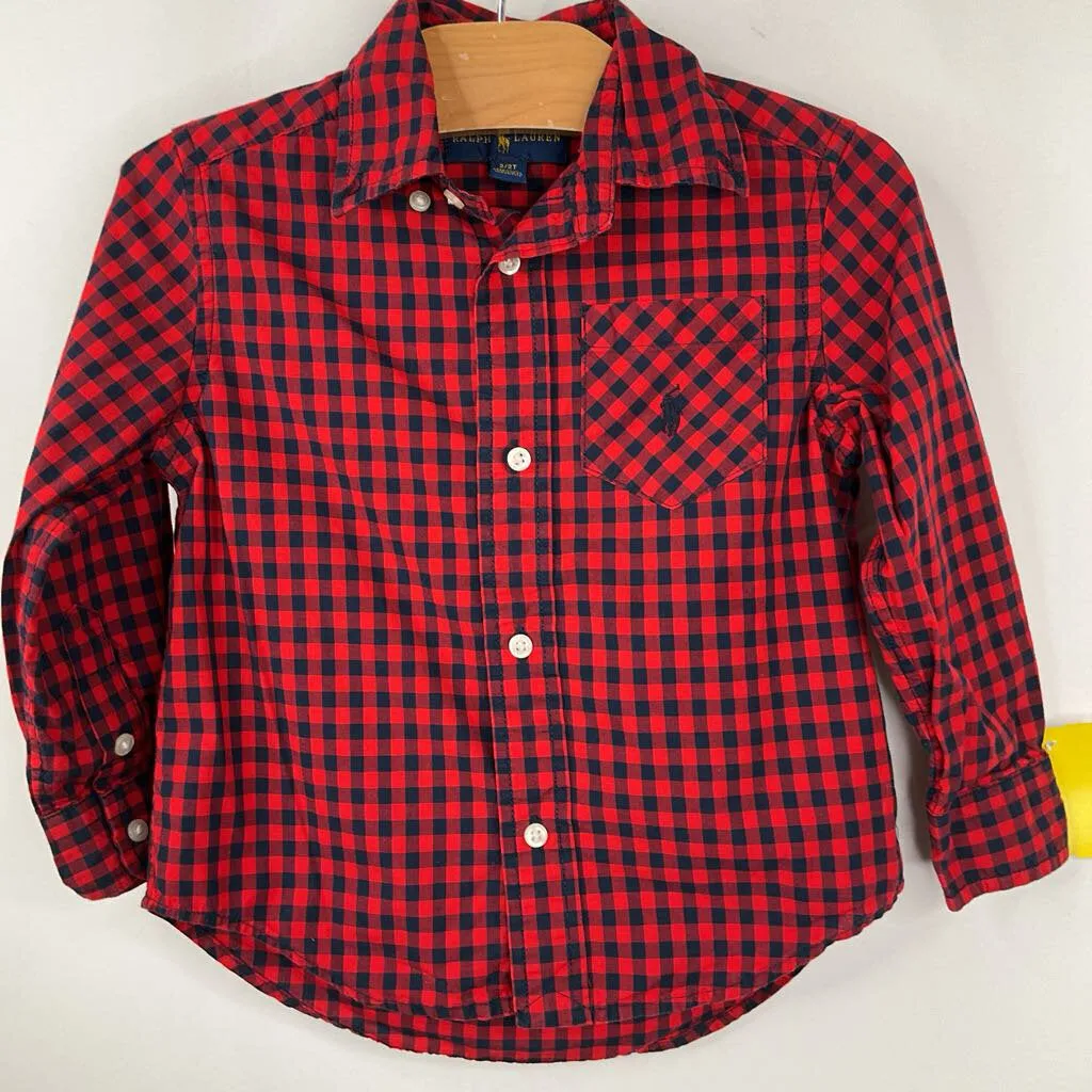 Relaxed Everyday Wear Size 2: Ralph Lauren Red/Blue Checkered Collared Button-Up Long Sleeve Shirt
