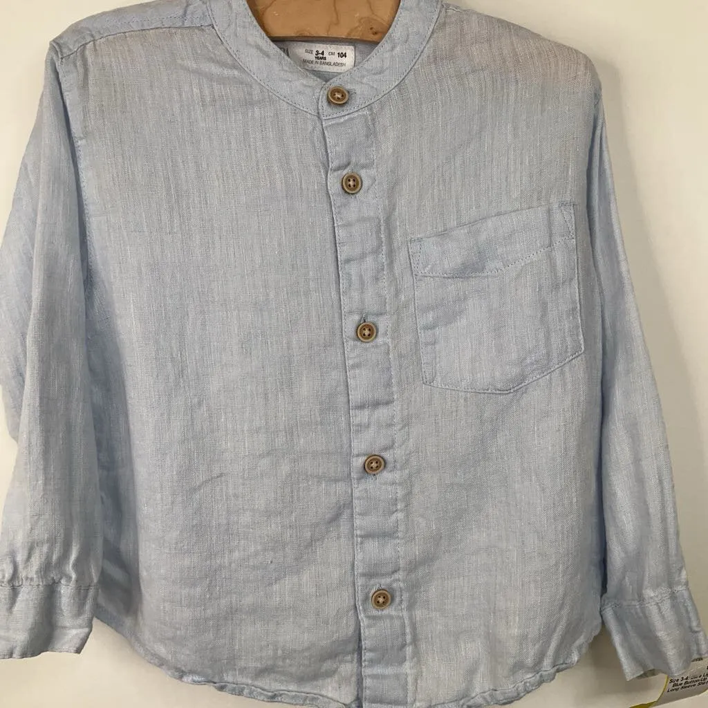 Hygroscopic Fiber Classic Layer Wear Size 3-4: Zara Light Blue Button-Up Long Sleeve Shirt