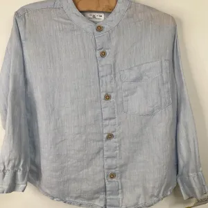 Size 3-4: Zara Light Blue Button-Up Long Sleeve Shirt Relaxed - Fit Animal - print