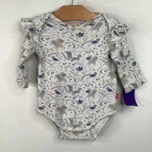 Size 3-6m: Magnetic Me White/Blue Forest Animals Long Sleeve Onesie Plus - size Basketball wear for kids