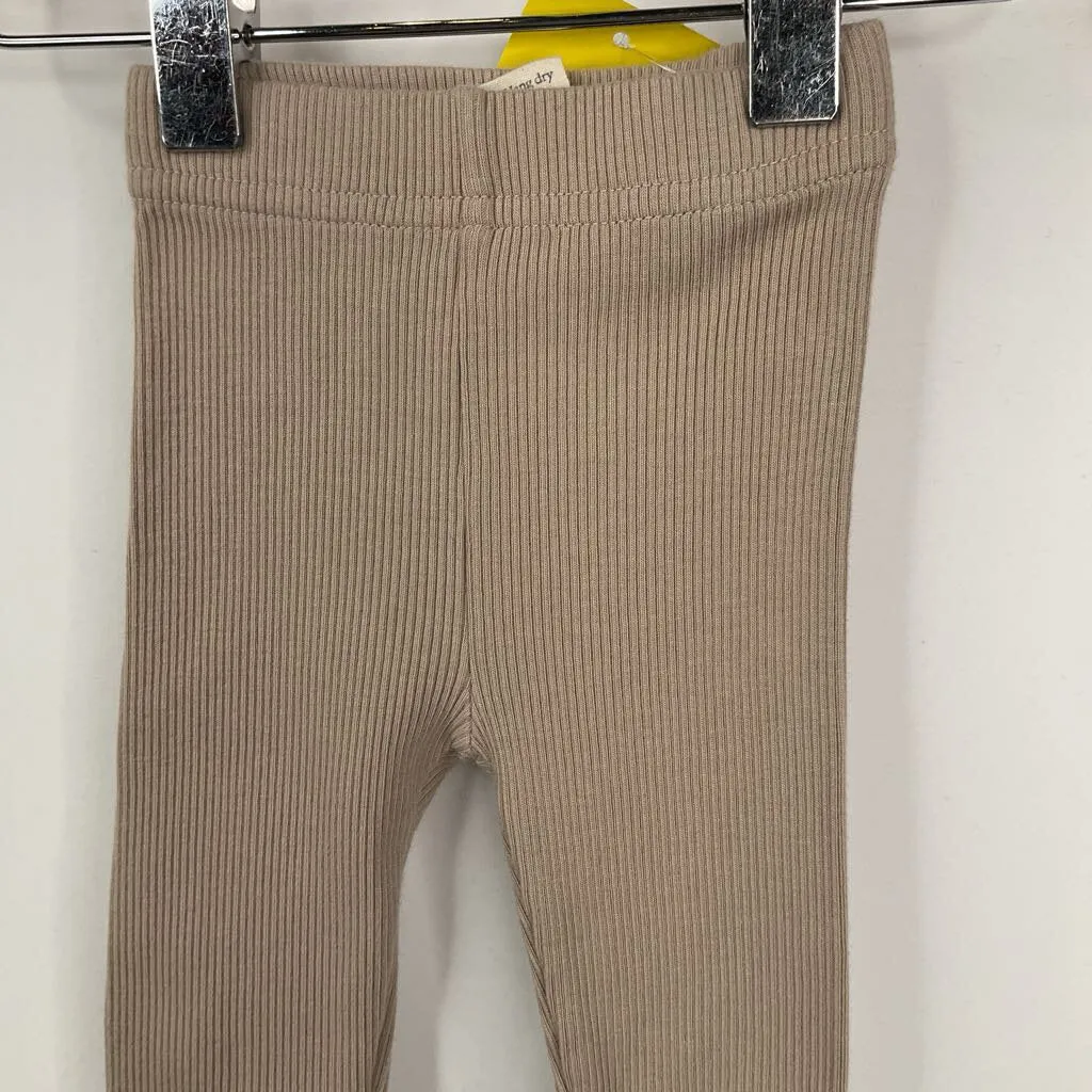 Size 3-6m: Mebie Baby Tan Ribbed Leggings Sleek Stretch