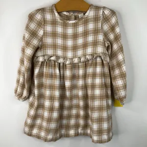 MultiPurposePockets Size 3: Colored Organics White Brown Checkered Long Sleeve Dress