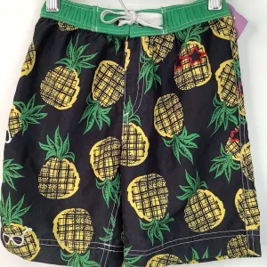 Soft Brushed Interior Size 4 (100): Hanna Andersson Black Pineapple Print Swim Trunks