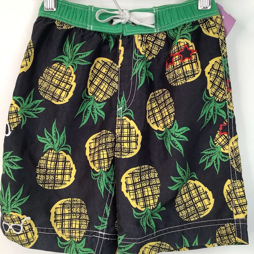 Soft Brushed Interior Size 4 (100): Hanna Andersson Black Pineapple Print Swim Trunks