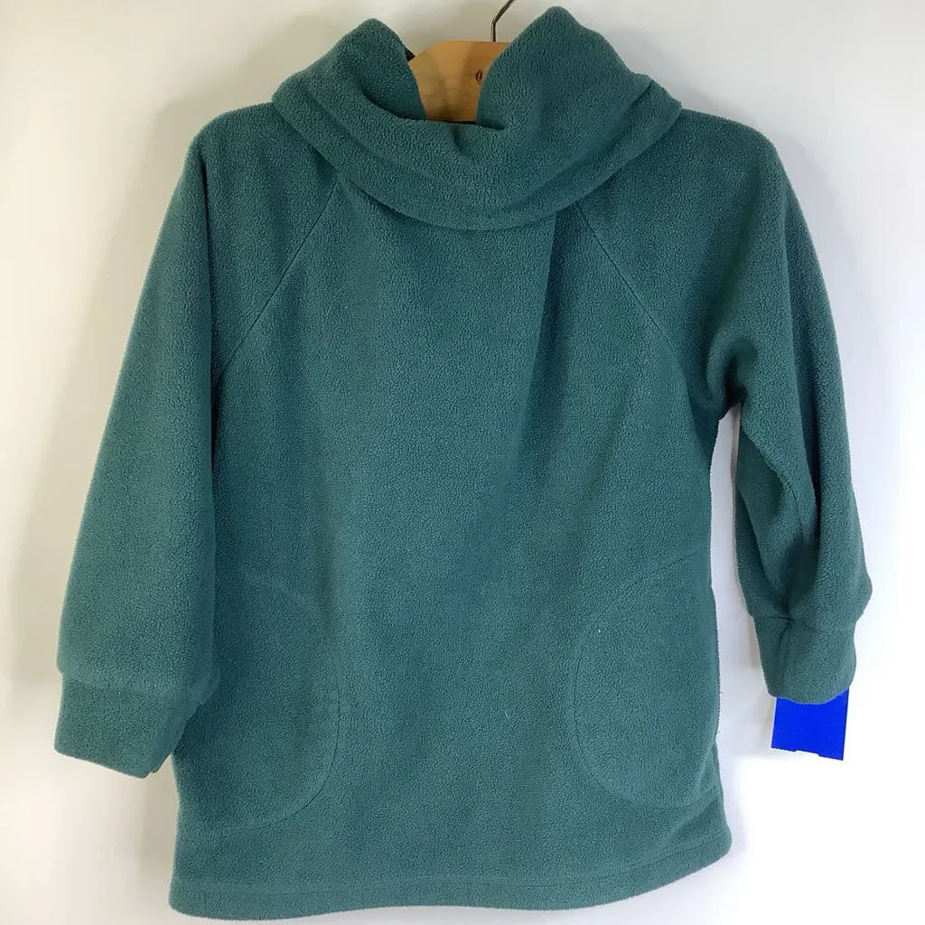 Size 4 (100): Hanna Andersson Green Collared Fleece Coat Evening Out Tactical Wear