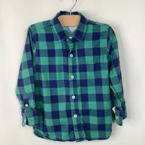 Rugged Swimwear for kids Size 4-5: Boden Blue/Green Checkered Collared Button-Up Long Sleeve Shirt