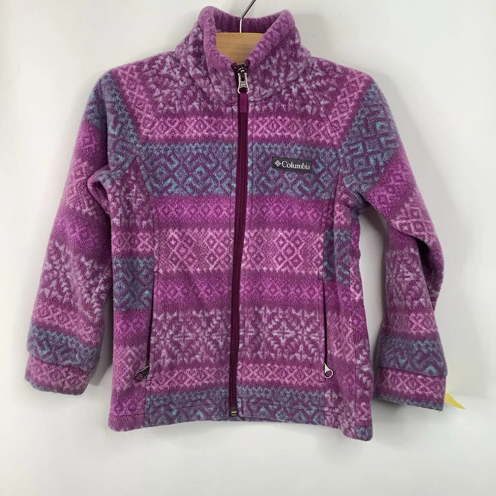 Adjustable Drawstring Waist Double Stitch Seams Size 4-5: Columbia Purple/Blue Fleece Coat