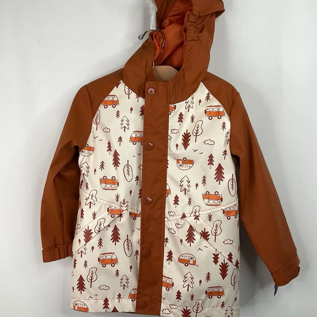 Size 4: Cat & Jack Brown/Orange Camping Print 3-In-1 Fleece/Rain Coat Chilly Day Wear Camping Essential