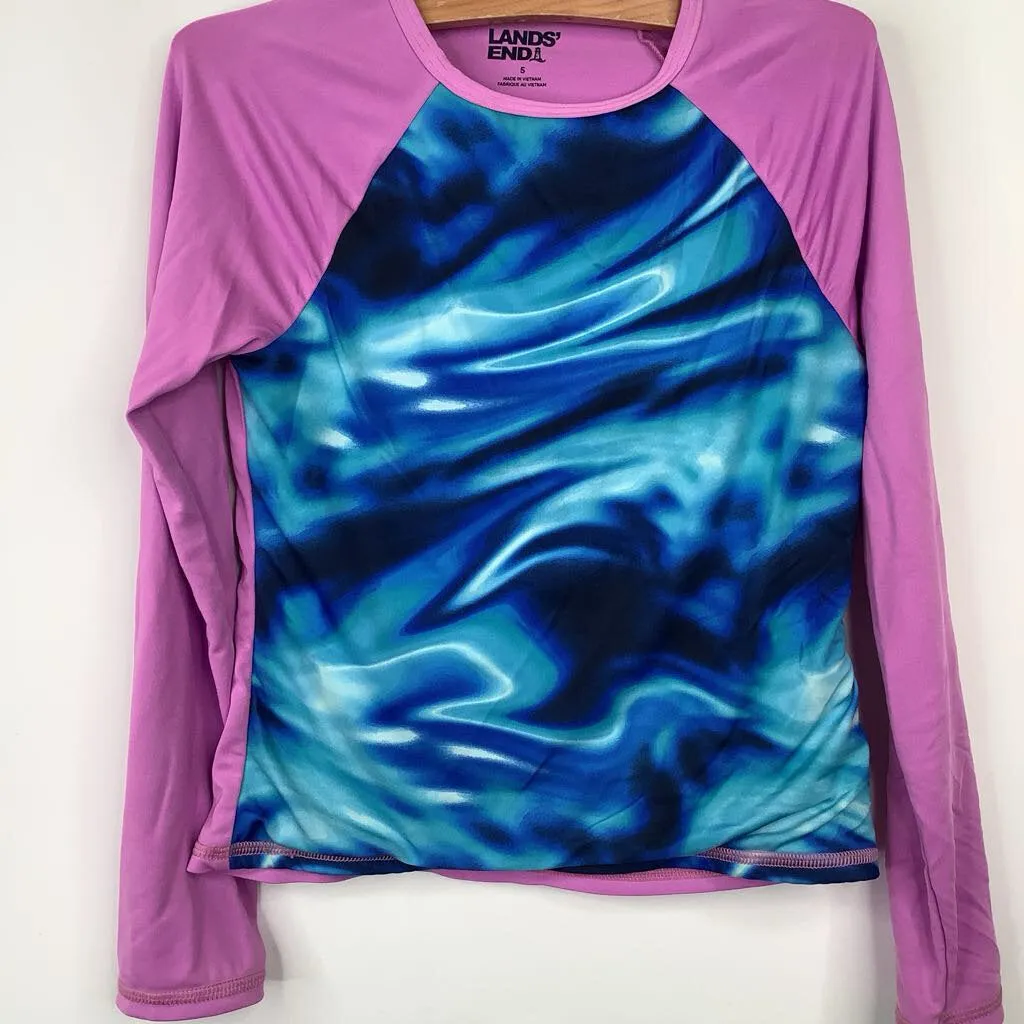 Sequined kids' outfits Monochromatic outfits for children Size 5: Lands End Purple/Blue Long Sleeve Swim Shirt