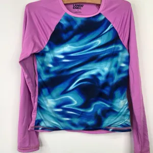 Saltwater Resistant Design Pool Fashion Size 5: Lands End Purple/Blue Long Sleeve Swim Shirt