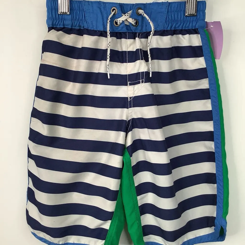 Juvenile clothing Sustainable Size 6-7 (120): Hanna Andersson Blue/Green Striped Drawstring Swim Trunks