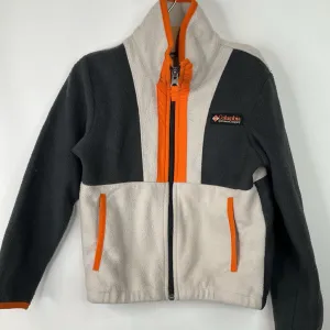 Long Sleeve Waterproof Stitch Details Size 6-7: Columbia Grey/Orange/Creme Zip-Up Fleece Coat