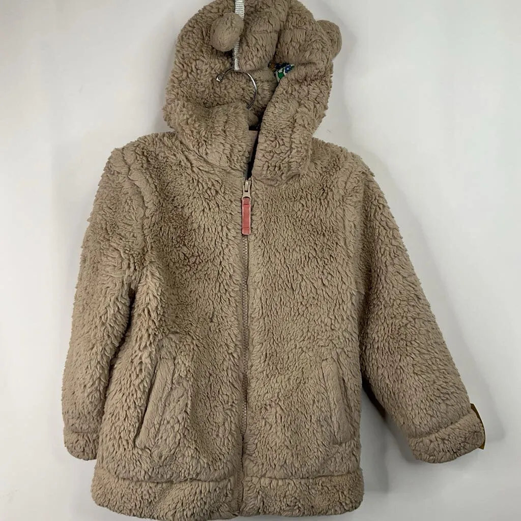 Size 6-7: Mini Boden Creme Fuzzy Winter Coat W/Ears Weatherproof Technology Go To Layer