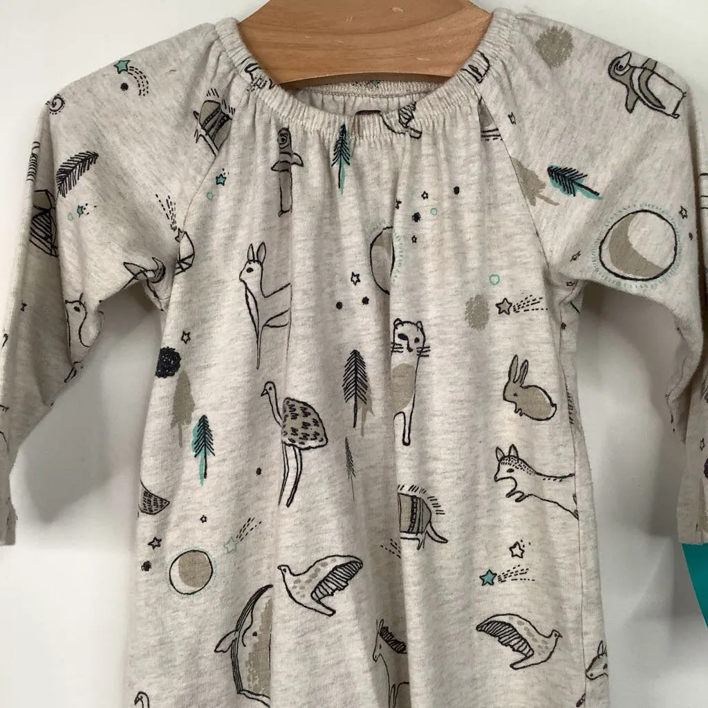 Size 6-9m: Tea Grey Forest Animals Print Short Sleeve Romper Golf wear for kids Party - Wear