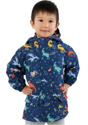 Water Resistant Size 6: Jan & Jul SPACE DINOS Cozy Dry Waterproof Fleece Lined Zip Up Raincoat NEW