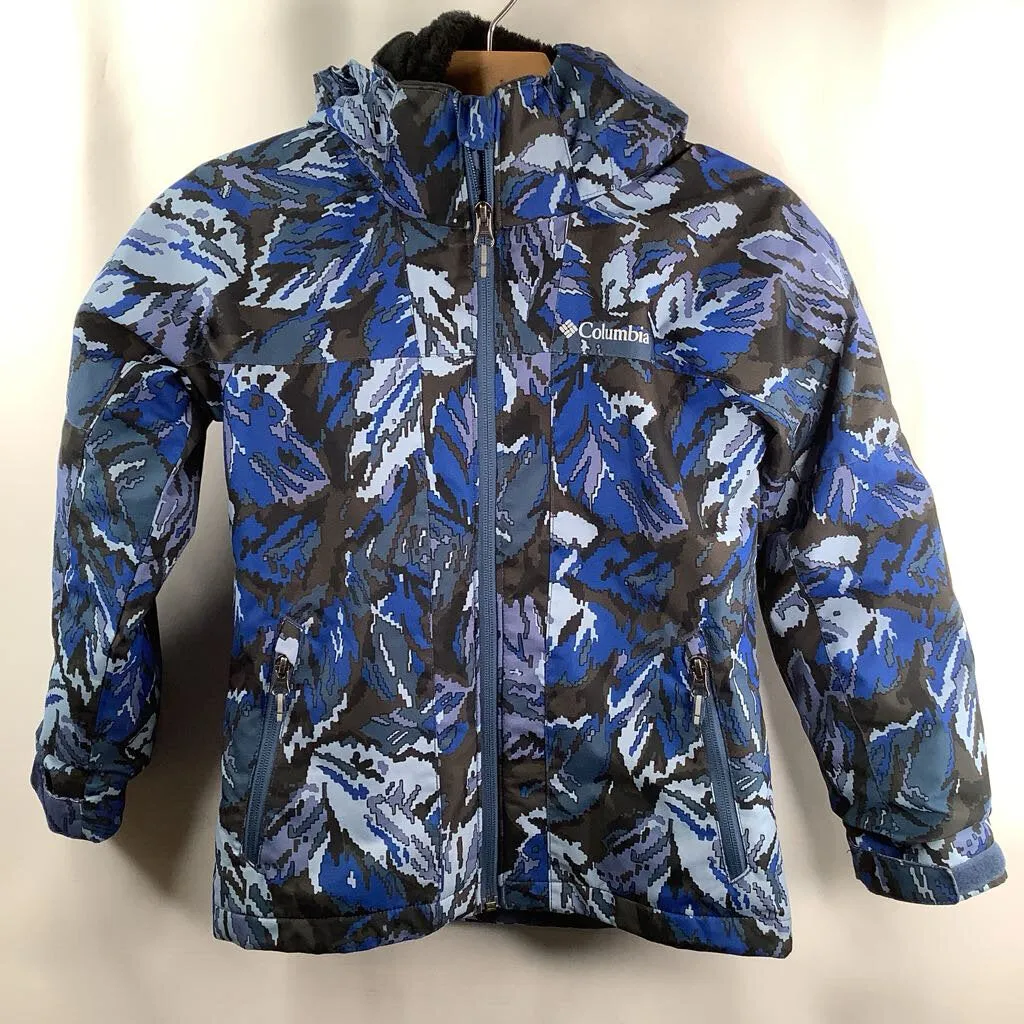 Size 7-8: Columbia Blue/Black Pixelated 3-In-1 Winter Coat Heat Sealed Edges