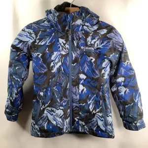 Size 7-8: Columbia Blue/Black Pixelated 3-In-1 Winter Coat Heat Sealed Edges