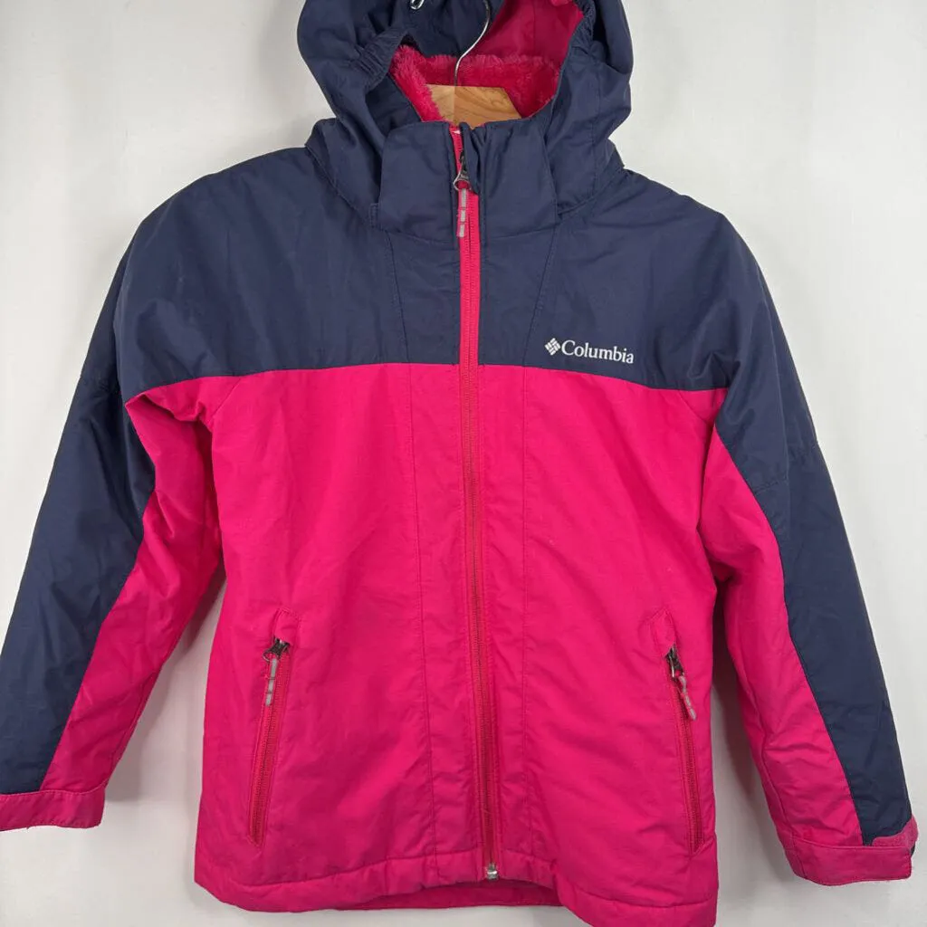 Size 7-8: Columbia Blue/Pink 3-In-1 Winter Coat Airflow Ventilation System Quick Release Buckle