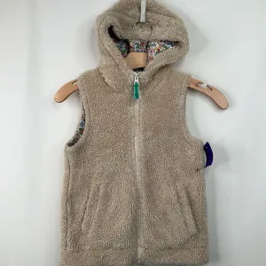 Size 7-8: Mini Boden Creem Fuzzy Hooded Vest snag resistant Quilted Pattern