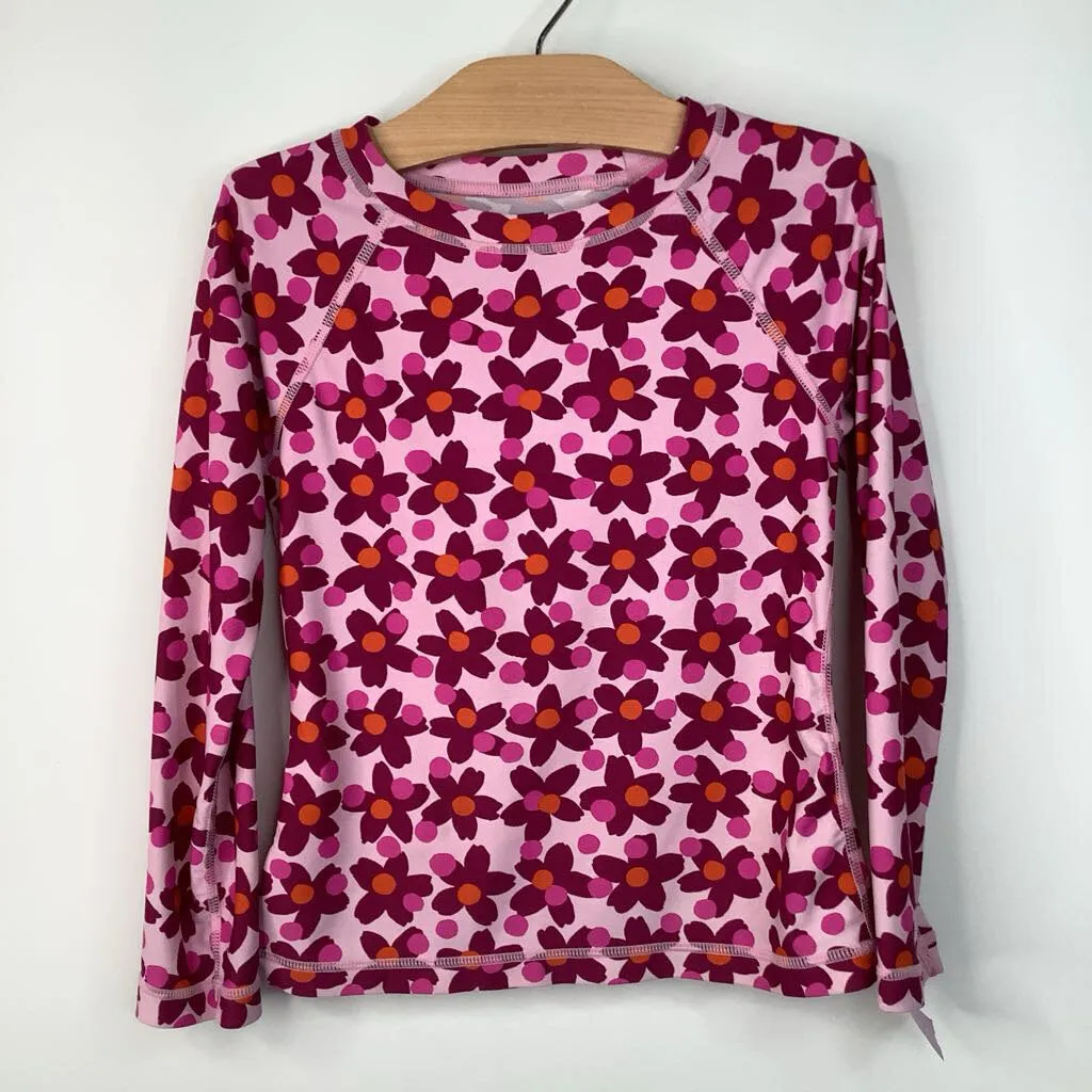 Size 7: Tea Pink Floral Long Sleeve Swim Shirt Scout wear for children Distinctive