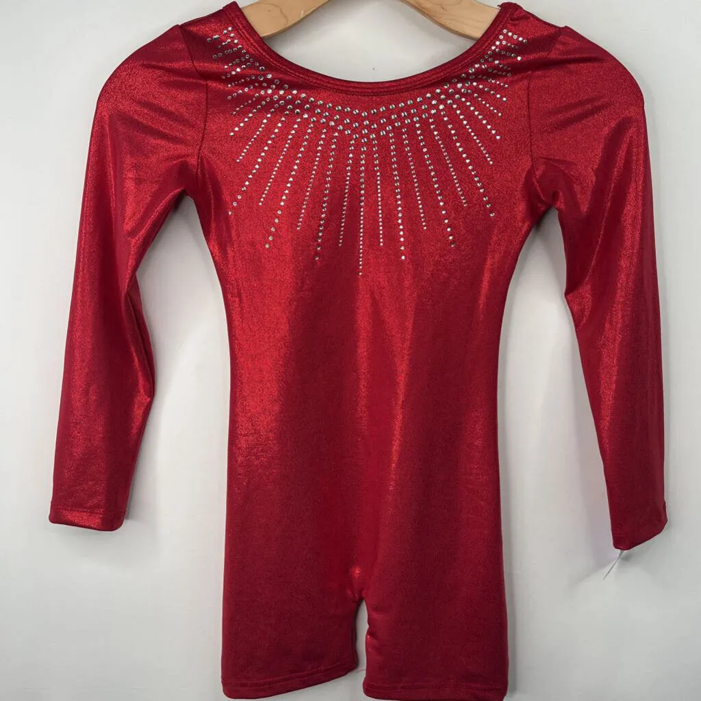 organic cotton bodysuit Size 8: Red Bedazzled Shimmery Leotard